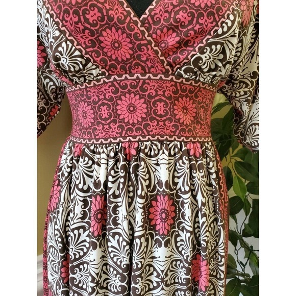 ND New Directions Floral Print V Neck Dress 4 - Picture 4 of 11